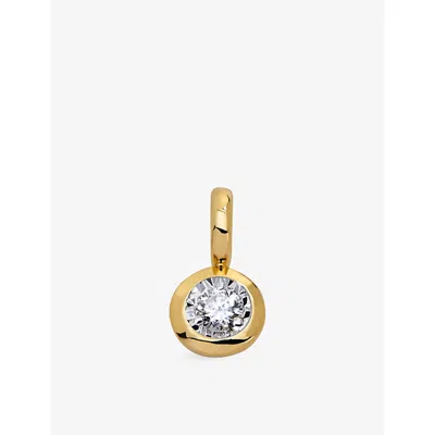 Monica Vinader Womens Round Solitaire 18ct Yellow Gold Vermeil And 0.06ct Lab Grown Diamond Pendant