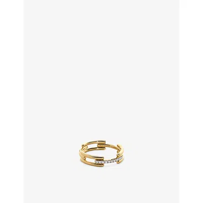Monica Vinader Womens Signature Link 18ct Gold Vermeil Plated Sterling Silver And 0.055ct Lab-grown Diamond Ring