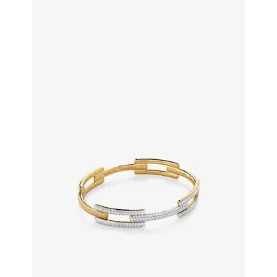 Monica Vinader Womens Signature Link 18ct Yellow Gold-plated Vermeil Sterling-silver And 0.62ct Pavé-set Lab-grown