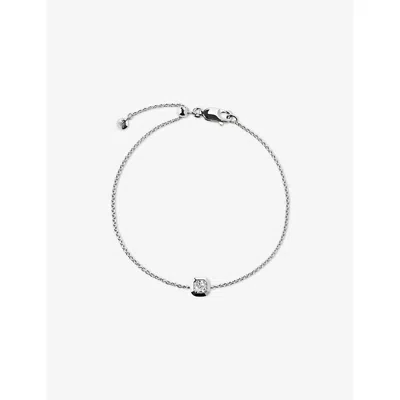 Monica Vinader Womens  Asscher-cut 0.06ct Lab-grown Diamond And 18ct Yellow-gold Vermeil Chain Bracel In Silver