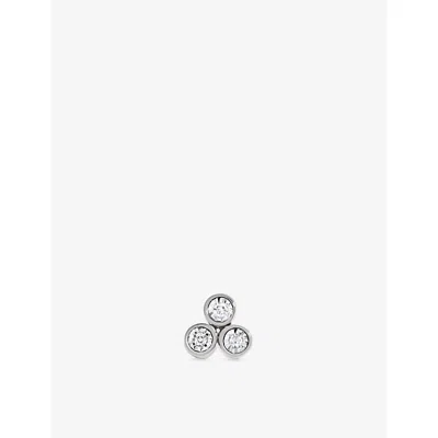 Monica Vinader Womens Diamond Cluster 14ct White-gold And 0.009ct Lab-grown Diamond Single Stud Earrings Silver
