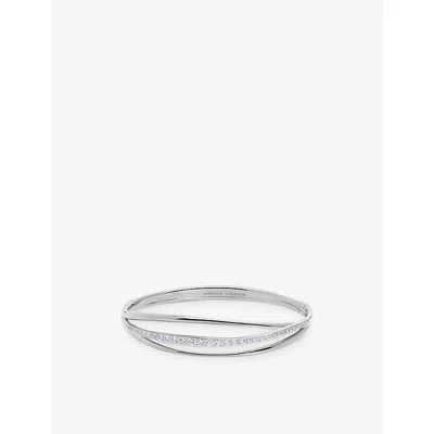 MONICA VINADER WOMENS SILVER NURA PAVÉ18CT YELLOW GOLD VERMEIL AND LAB-GROWN DIAMOND BANGLE