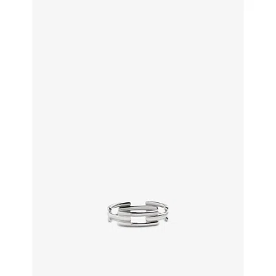 Monica Vinader Womens Signature Link 18ct Yellow Gold Vermeil Stacking Ring Silver