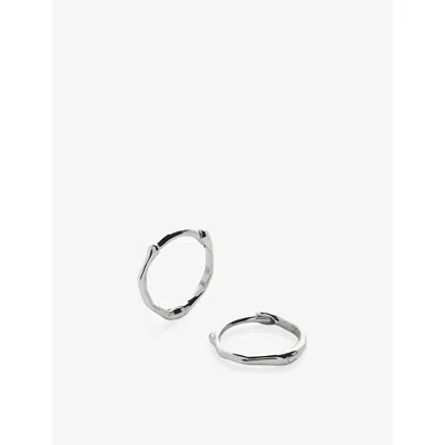 Monica Vinader Womens Silver Siren 14ct White-gold Mini Huggie Earrings