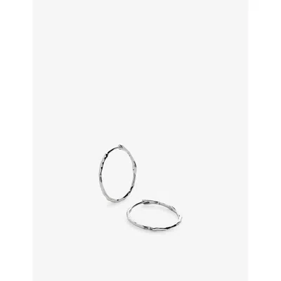 Monica Vinader Womens Siren Muse Medium 14ct White Gold Hoop Earrings Silver