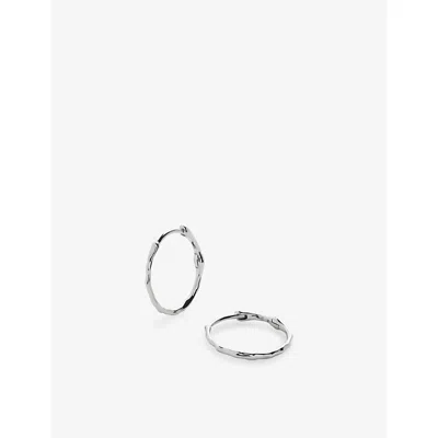 Monica Vinader Womens Siren Small 14ct White Gold Hoop Earings Silver