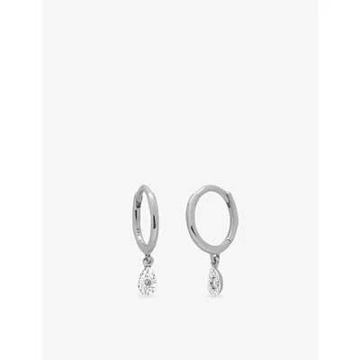 Monica Vinader Womens Silver Teardrop Mini 14ct White-gold And 0.84ct Brilliant-cut Lab-grown Diamond Higgie Earrin