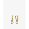 Monica Vinader Gold Siren Mini Pearl Huggie Earrings Pearl In Gold