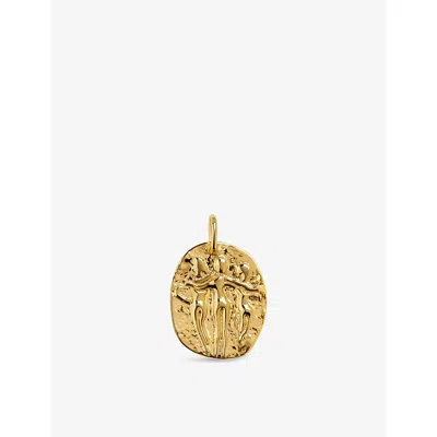 Monica Vinader Womens Sisterhood Coin 18ct Yellow-gold Vermeil Plated 925 Sterling Silver Pendant Charm Necklac