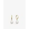 Monica Vinader Nura Baroque Pearl Drop Huggie Hoop Earrings In Gold