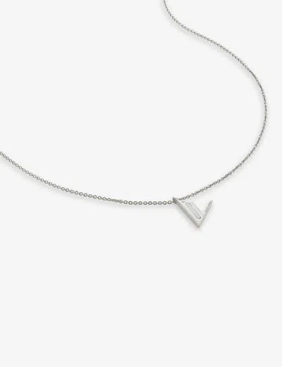 Monica Vinader Womens Sterling Silver V Letter-charm Recycled Sterling-silver Pendant Necklace