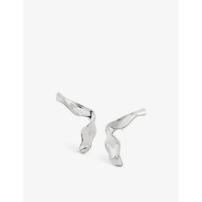 Monica Vinader Womens Sterling Silver Wave Large Sterling-silver Stud Earrings