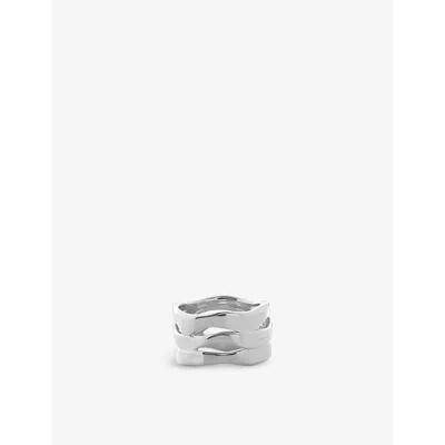 Monica Vinader Womens Sterling Silver Wave Triple Band Sterling-silver Ring