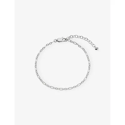 Monica Vinader Womens  Textured Link Chain Sterling Silver Bracelet