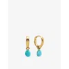 Monica Vinader Womens Turqouise Nura 18ct Yellow Gold Vermeil And Turquoise Drop Huggies In Blue