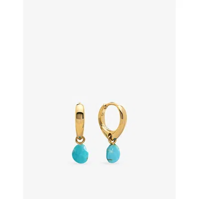 Monica Vinader Womens Turqouise Nura 18ct Yellow Gold Vermeil And Turquoise Drop Huggies In Blue