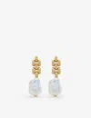 Monica Vinader Doina 18ct Recycled Yellow Gold-plated Vermeil Sterling-silver And Baroque Pearl Earrings In White
