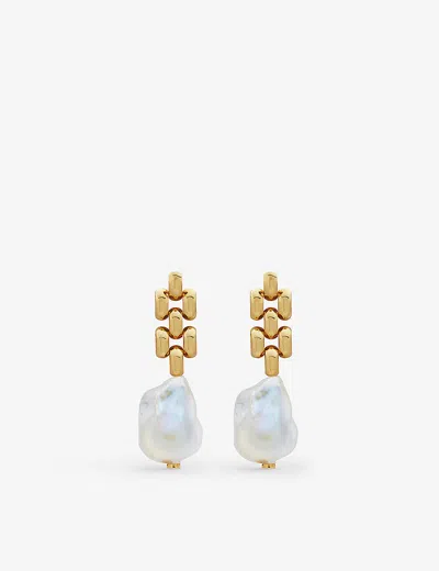 MONICA VINADER WOMENS WHITE HEIRLOOM 18CT YELLOW GOLD-PLATED VERMEIL STERLING-SILVER AND BAROQUE PEARL EARRINGS,49505994