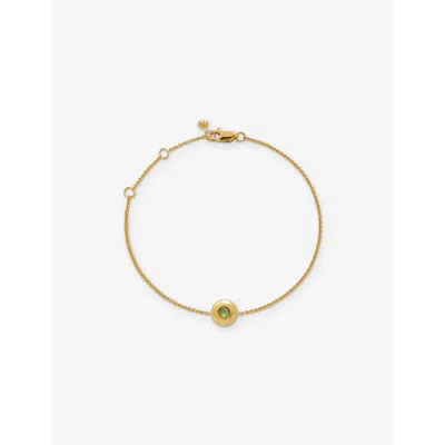 Monica Vinader Womens  August Birthstone 18ct Gold Vermeil-plated Sterling Silver And Peridot Bracele In Yellow Gold