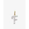 Monica Vinader Gold Diamond Initial F Pendant Lab Grown Diamond In Metallic