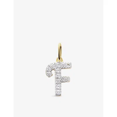 Monica Vinader Gold Diamond Initial F Pendant Lab Grown Diamond In 14k Solid Gold