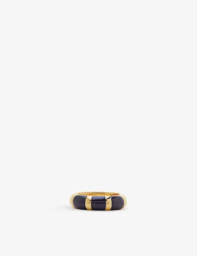 Monica Vinader Womens Yellow Gold X Kate Young 18ct Yellow-gold Vermeil Sterling-silver And Onyx Rin