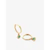 Monica Vinader Womens Yellow Gold Siren Mini 14ct Yellow-gold And Emerald Huggie Earrings In Yellow Gold