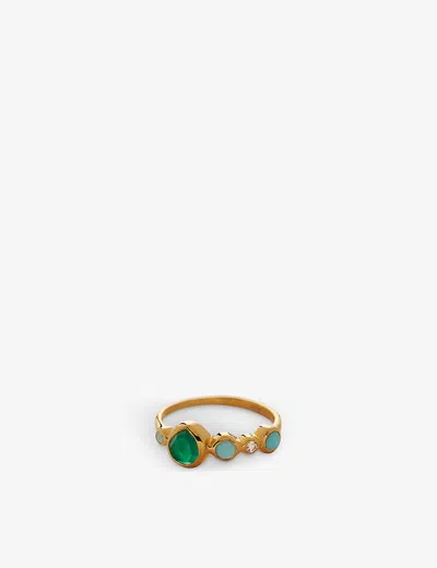 Monica Vinader Womens Yellow Gold Siren Tonal 18ct Gold-plated Sterling Silver, Rock Crystal, Chrysoprase, Green On