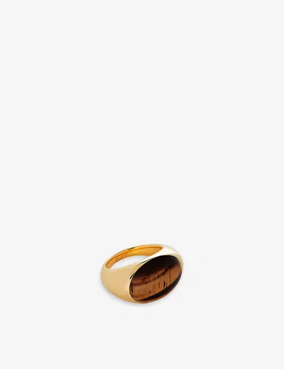 Monica Vinader Womens Yellow Gold Tigers Eye 18ct Yellow-gold Vermeil Sterling-silver Ring