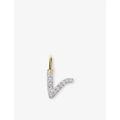 Monica Vinader Gold Diamond Initial V Pendant Lab Grown Diamond In 14k Solid Gold