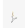 Monica Vinader Womens Yellow Gold Y Letter 14ct Yellow-gold And Lab-grown Diamond Charm