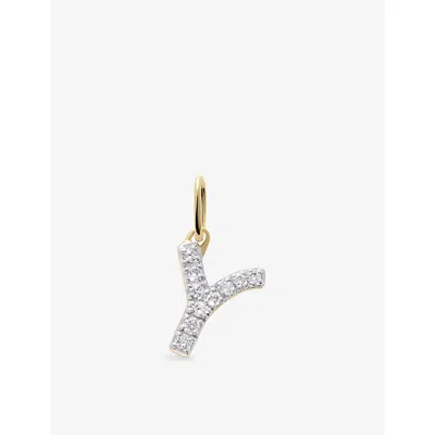 Monica Vinader Womens Yellow Gold Y Letter 14ct Yellow-gold And Lab-grown Diamond Charm