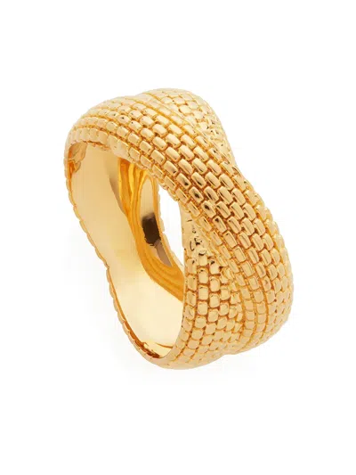 Monica Vinader Gold Heirloom Woven Crossover Ring In Yellow Gold