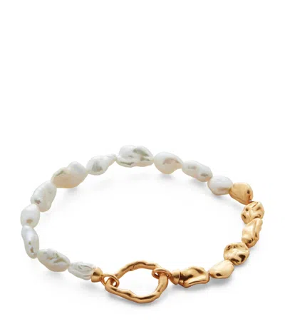 Monica Vinader Keshi Recycled 18ct Yellow Gold-plated Vermeil Sterling Silver And Freshwater Pearl Bracelet In White