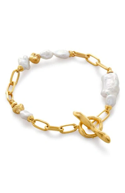 Monica Vinader X Amy Powney Keshi Pearl Bracelet In White/gold