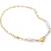 Monica Vinader X Amy Powney Keshi Pearl Necklace In 18ct Gold Vermeil/pearl