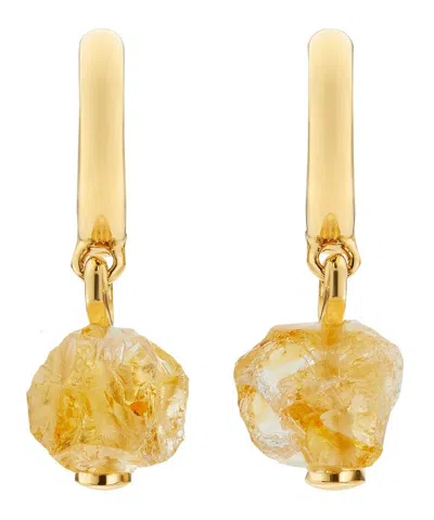 Monica Vinader X Caroline Issa Gold Vermeil Citrine Huggie Hoop Earrings In Yellow