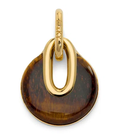 Monica Vinader X Kate Young Gold And Vermeil Tiger's Eye Pendant In Purple