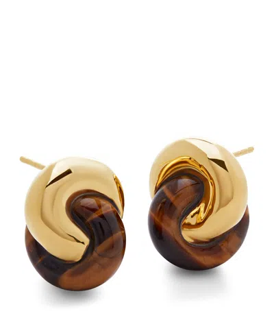 Monica Vinader X Kate Young Gold Vermeil And Tiger's Eye Earrings