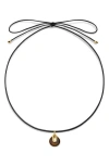 Monica Vinader X Kate Young Semipreciouis Stone Pendant Cord Necklace In Black