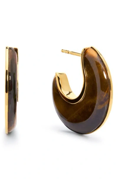 Monica Vinader X Kate Young Semiprecious Stone Hoop Earrings In Brown