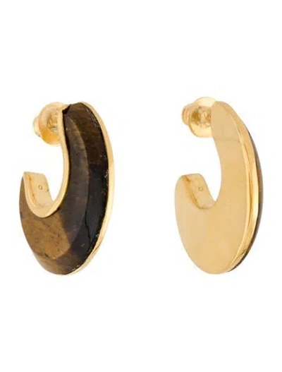 Pre-owned Monica Vinader X Kate Young Tiger's Eye Hoop Earrings In Multi