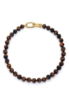 Monica Vinader X Kate Young Tiger's Eye Necklace In Gold