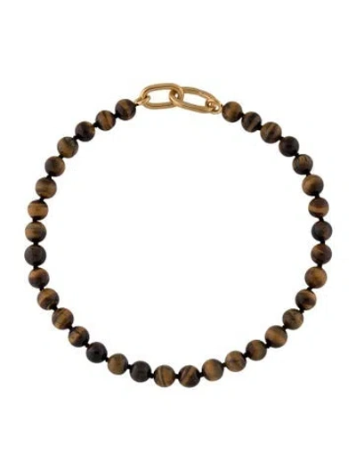 Pre-owned Monica Vinader X Kate Young Tiger's Eye Quartz Beaded Necklace, 17.5" In Multi