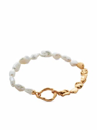 Monica Vinader Keshi Recycled 18ct Yellow Gold-plated Vermeil Sterling Silver And Freshwater Pearl Bracelet In White