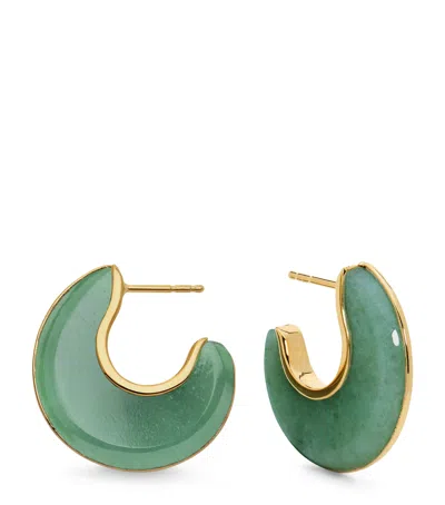 Monica Vinader Yellow Gold And Aventurine Kate Young Reversible Hoop Earrings