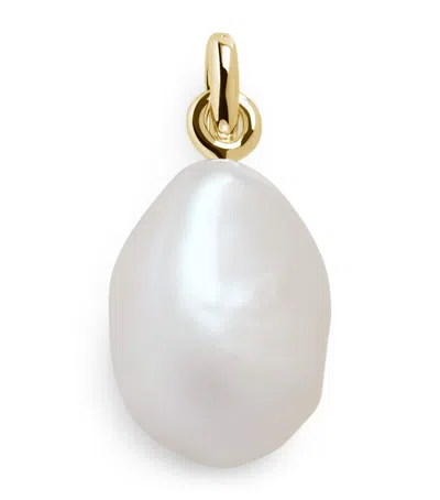 Monica Vinader Yellow Gold And Baroque Pearl Pendant Charm In Neutral