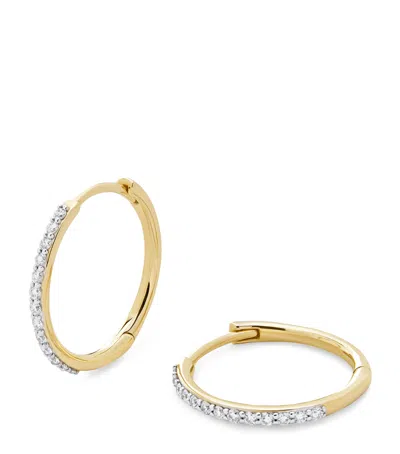 Monica Vinader Yellow Gold And Diamond Hoop Earrings