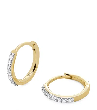 Monica Vinader Yellow Gold And Diamond Huggie Earrings