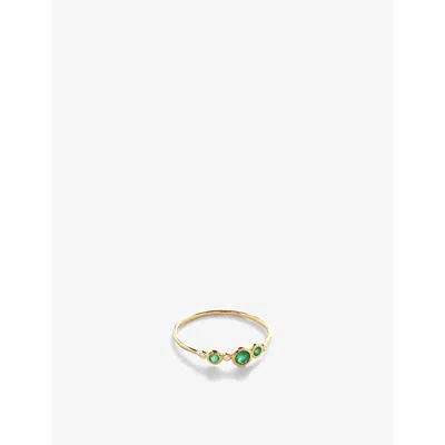 Monica Vinader Womens Yellow Gold Cluster 14ct Yellow-gold And 0.018ct Emerald And Diamond Ring